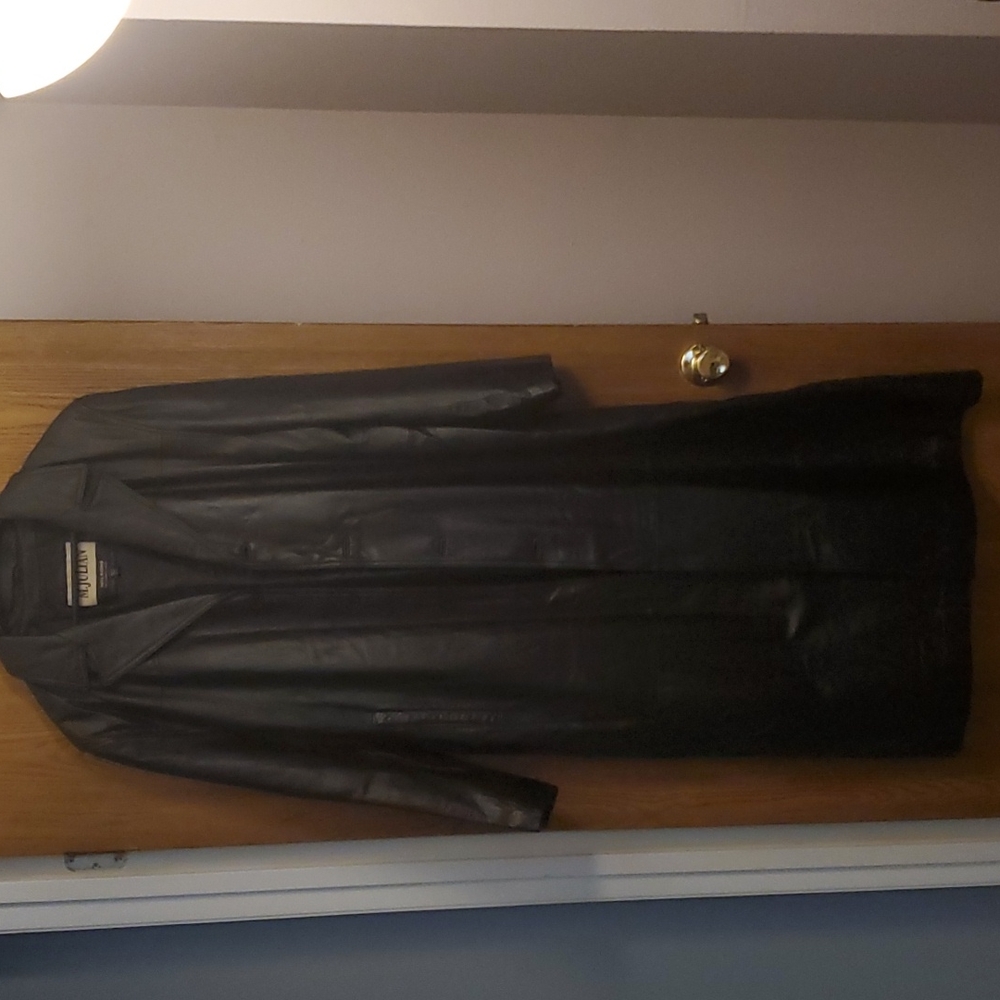 Mens Wilson's black leather trench